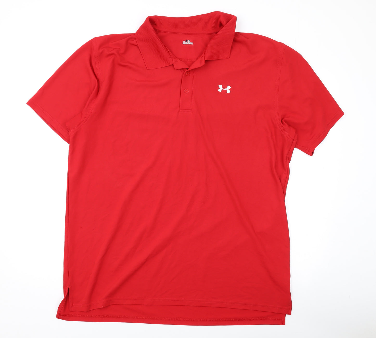 Under armour Mens Red Polyester Basic Polo Size 2XL Collared Button