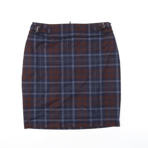 ORSAY Womens Blue Plaid Polyester Mini Skirt Size 8 Zip