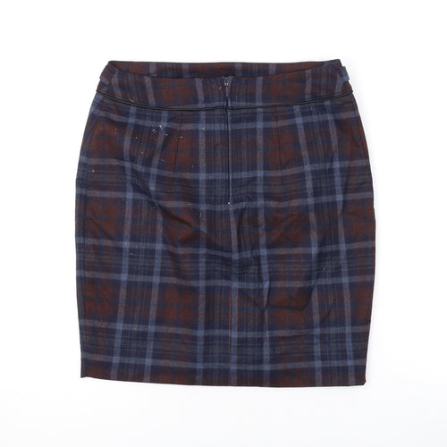 ORSAY Womens Blue Plaid Polyester Mini Skirt Size 8 Zip