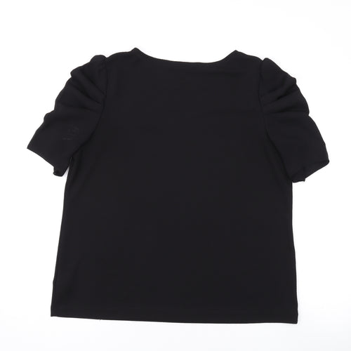 NEXT Womens Black Polyester Basic T-Shirt Size 14 Round Neck