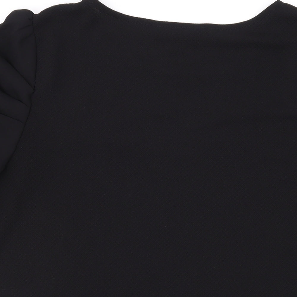 NEXT Womens Black Polyester Basic T-Shirt Size 14 Round Neck