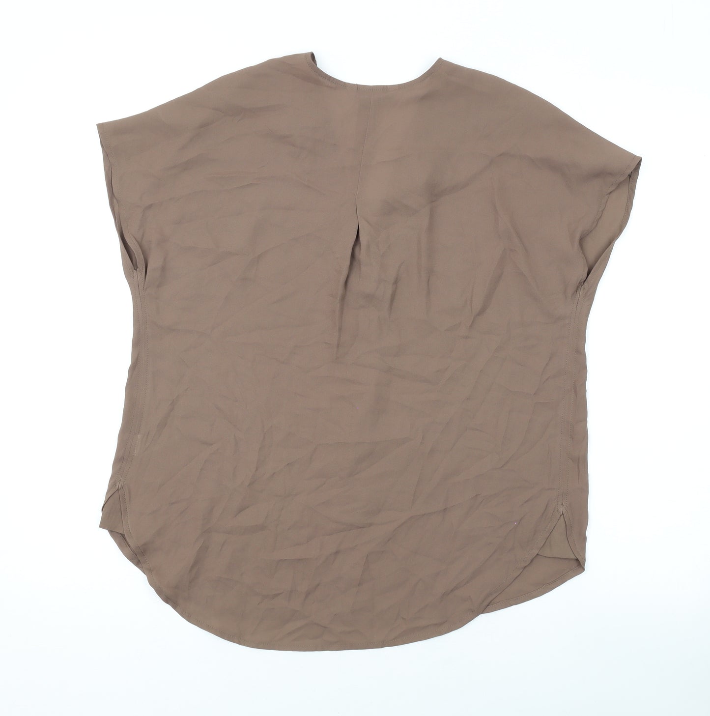 NEXT Womens Brown Polyester Basic T-Shirt Size 10 V-Neck