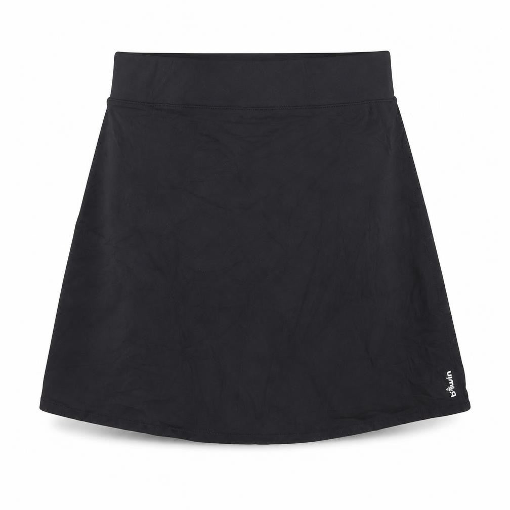 Front view of Oxylane women’s black polyamide mini skirt, size S