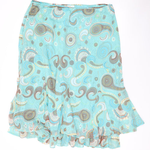 Ann Harvey Womens Blue Floral Polyester Swing Skirt Size 20 Zip