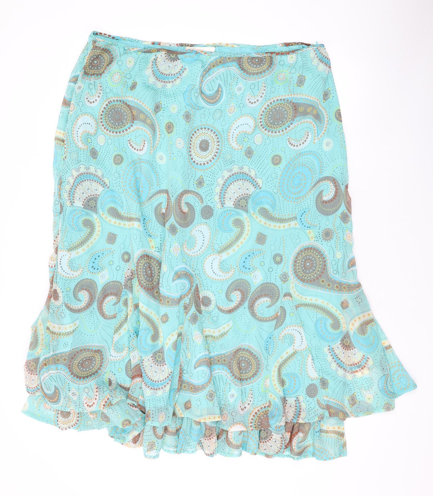 Ann Harvey Womens Blue Floral Polyester Swing Skirt Size 20 Zip
