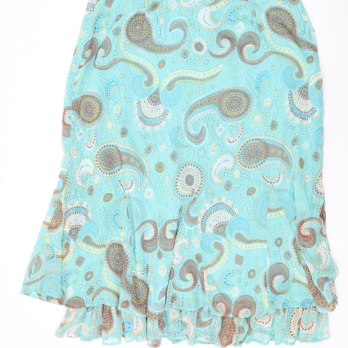 Ann Harvey Womens Blue Floral Polyester Swing Skirt Size 20 Zip