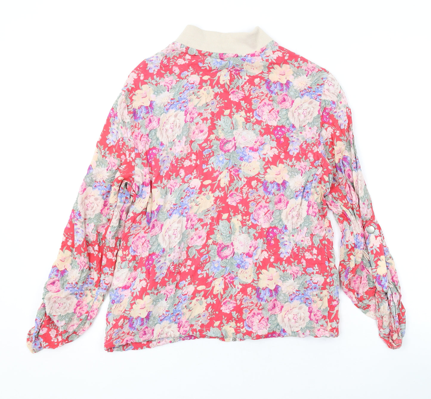 New Look Womens Pink Floral Viscose Basic Blouse Size 10 V-Neck