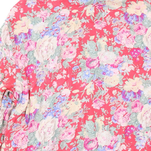 New Look Womens Pink Floral Viscose Basic Blouse Size 10 V-Neck