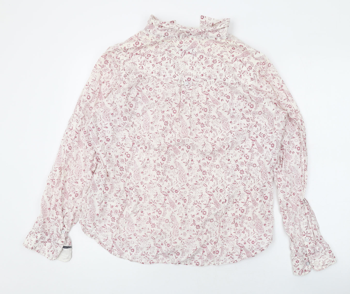 Fat Face Womens Red Geometric Cotton Basic Button-Up Size 18 Collared