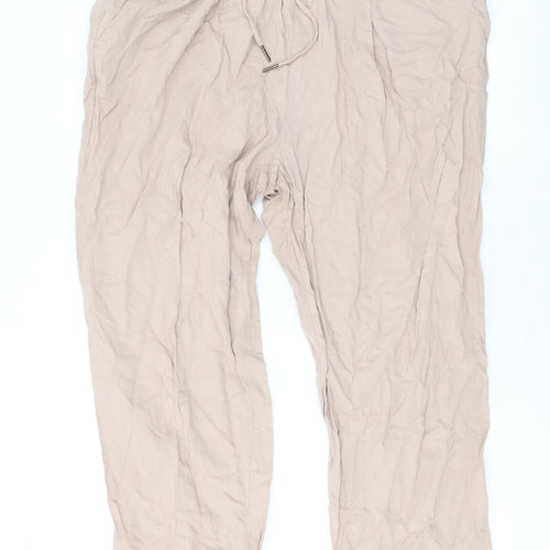 Mango Womens Pink Viscose Jogger Trousers Size XL L23 in Regular Drawstring