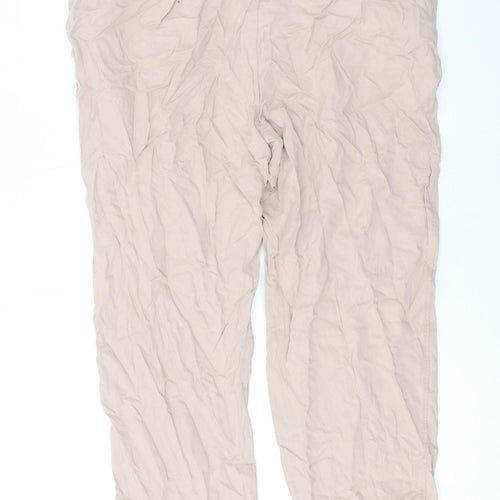 Mango Womens Pink Viscose Jogger Trousers Size XL L23 in Regular Drawstring