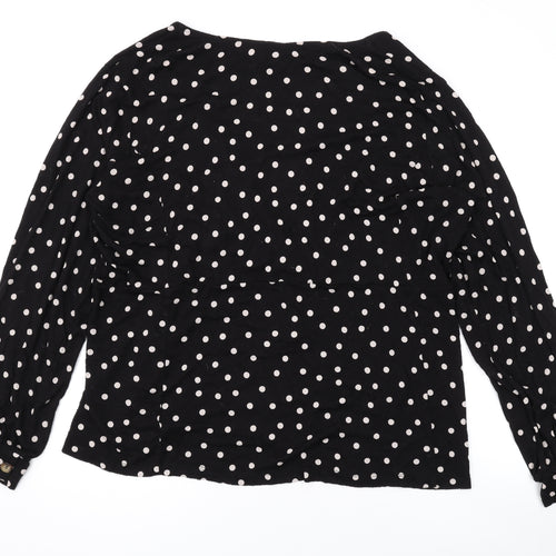 NEXT Womens Black Polka Dot Viscose Basic Blouse Size 26 V-Neck