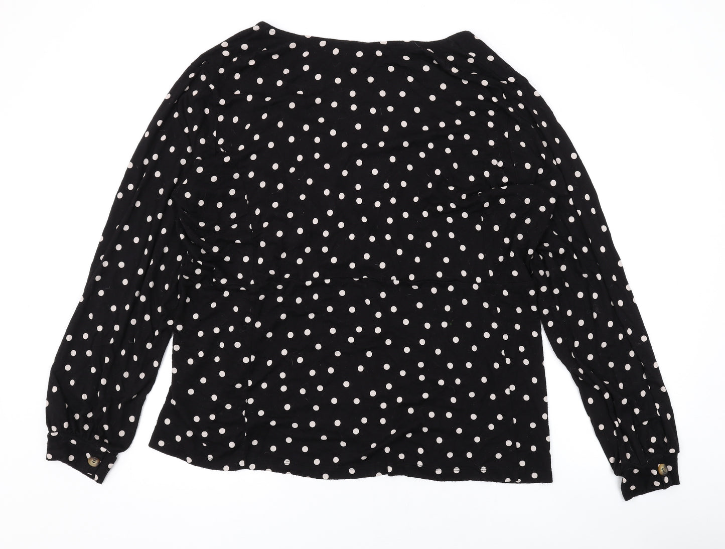 NEXT Womens Black Polka Dot Viscose Basic Blouse Size 26 V-Neck