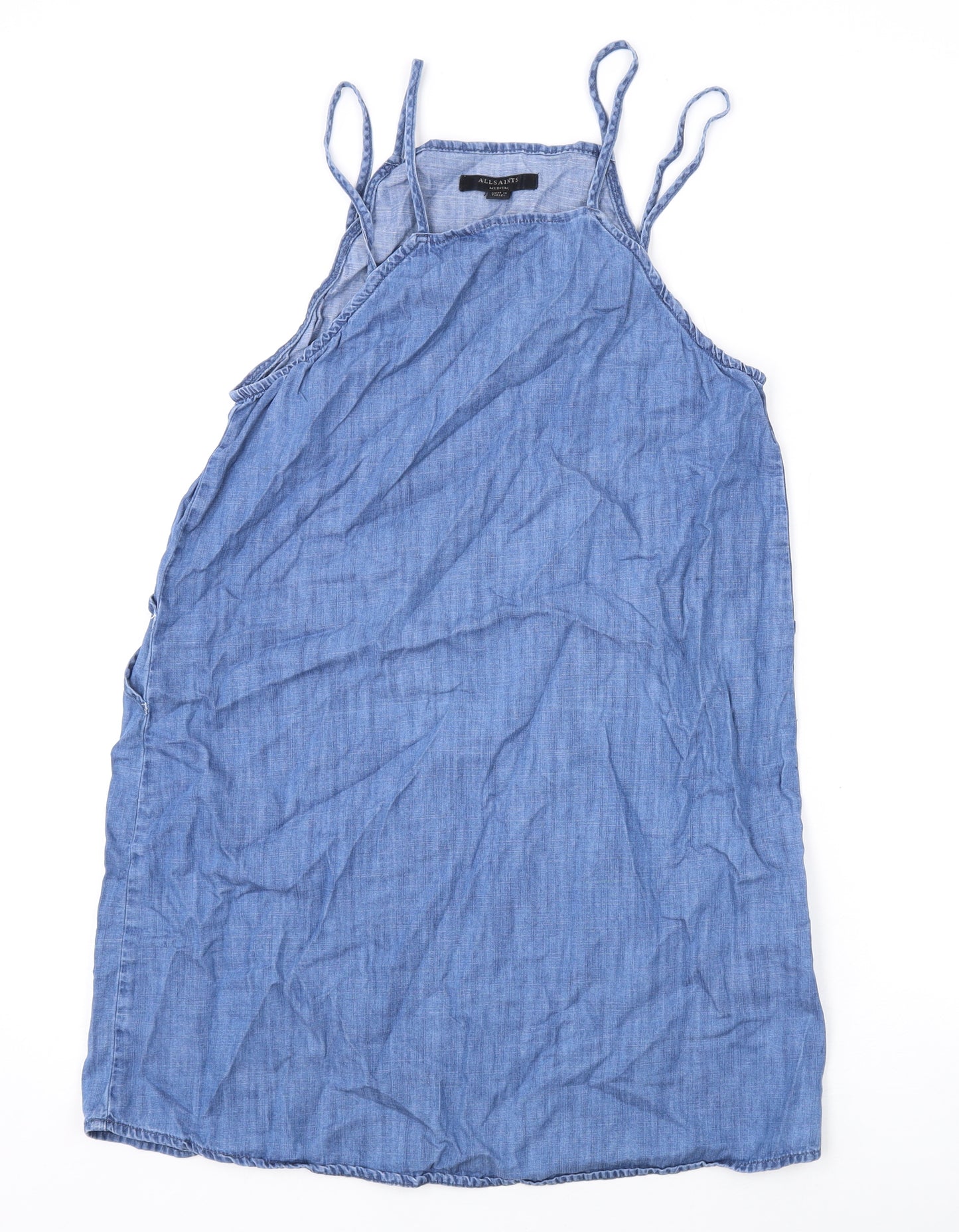 AllSaints Womens Blue Cotton Mini Size M Scoop Neck Pullover