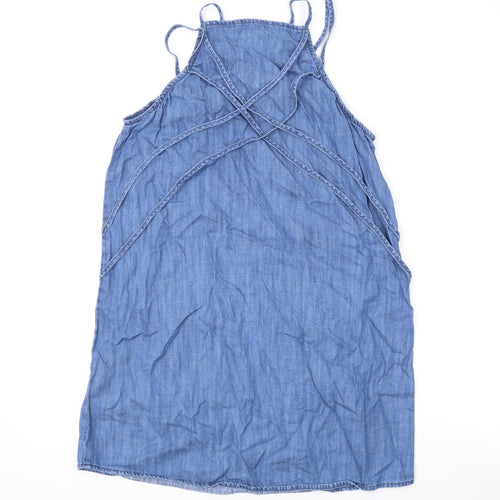 AllSaints Womens Blue Cotton Mini Size M Scoop Neck Pullover