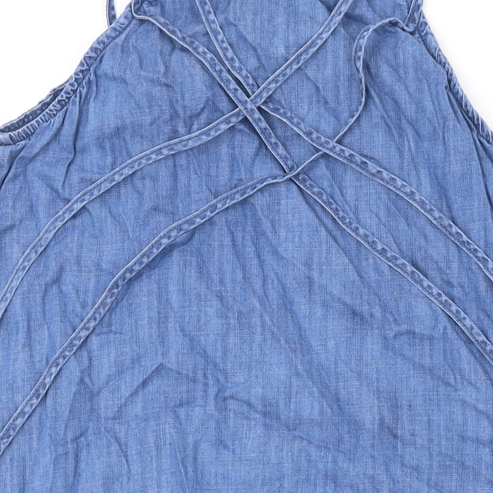 AllSaints Womens Blue Cotton Mini Size M Scoop Neck Pullover