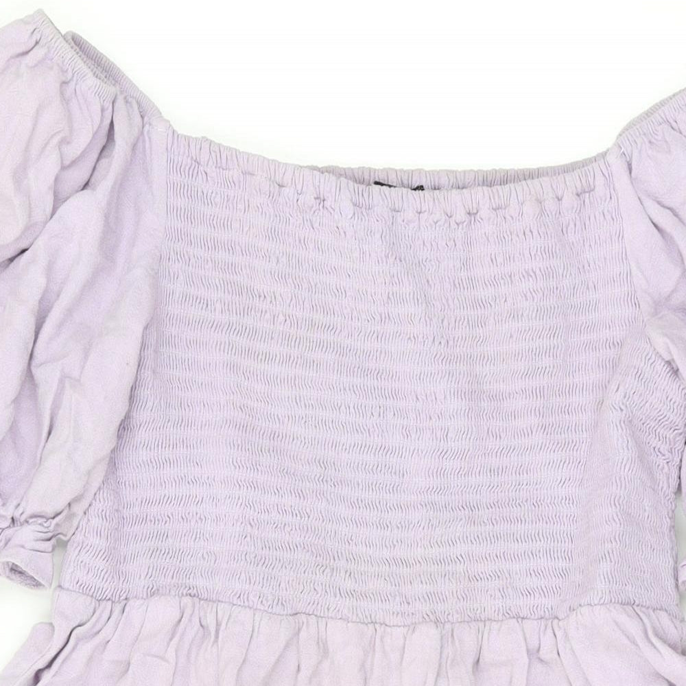 New Look Womens Purple Viscose A-Line Size 14 Off the Shoulder Pullover