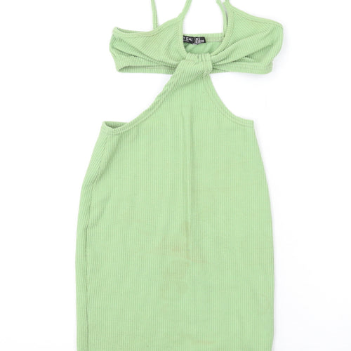 Nasty Gal Womens Green Polyester Bodycon Size 6 V-Neck Pullover