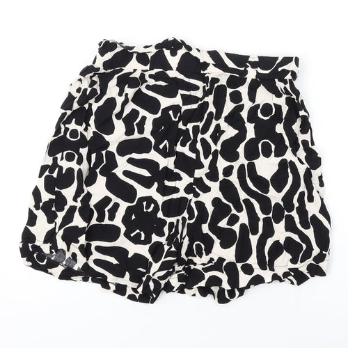 Nasty Gal Womens Black Geometric Viscose Basic Shorts Size 6 L3 in Regular Pull On
