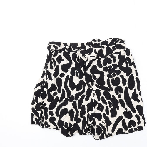 Nasty Gal Womens Black Geometric Viscose Basic Shorts Size 6 L3 in Regular Pull On