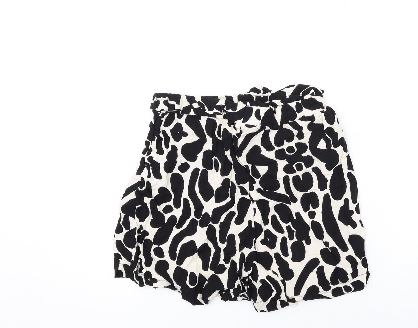 Nasty Gal Womens Black Geometric Viscose Basic Shorts Size 6 L3 in Regular Pull On