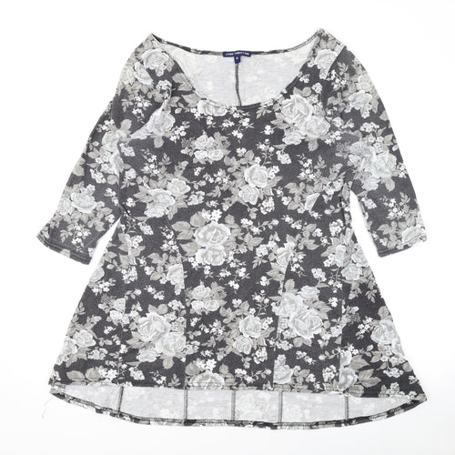 Store Twenty One Womens Green Floral Polyester A-Line Size 14 Scoop Neck Pullover
