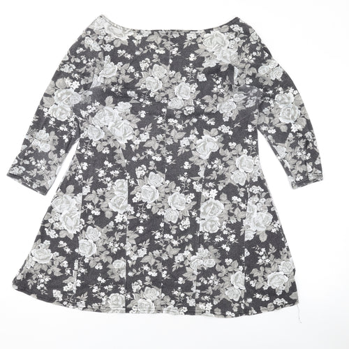Store Twenty One Womens Green Floral Polyester A-Line Size 14 Scoop Neck Pullover