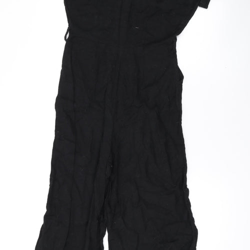 New Look Womens Black Cotton Jumpsuit One-Piece Size 8 L19 in Button