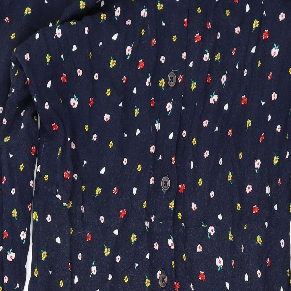 Marks and Spencer Womens Blue Floral Viscose Maxi Size 10 Collared Button