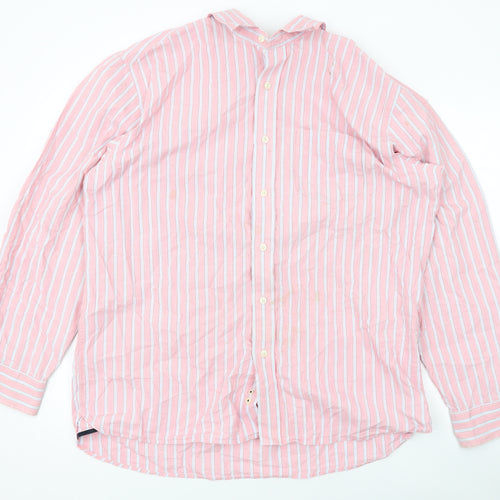 Gap Mens Pink Striped Cotton Button-Up Size L Collared Button
