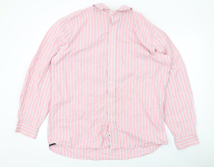 Gap Mens Pink Striped Cotton Button-Up Size L Collared Button