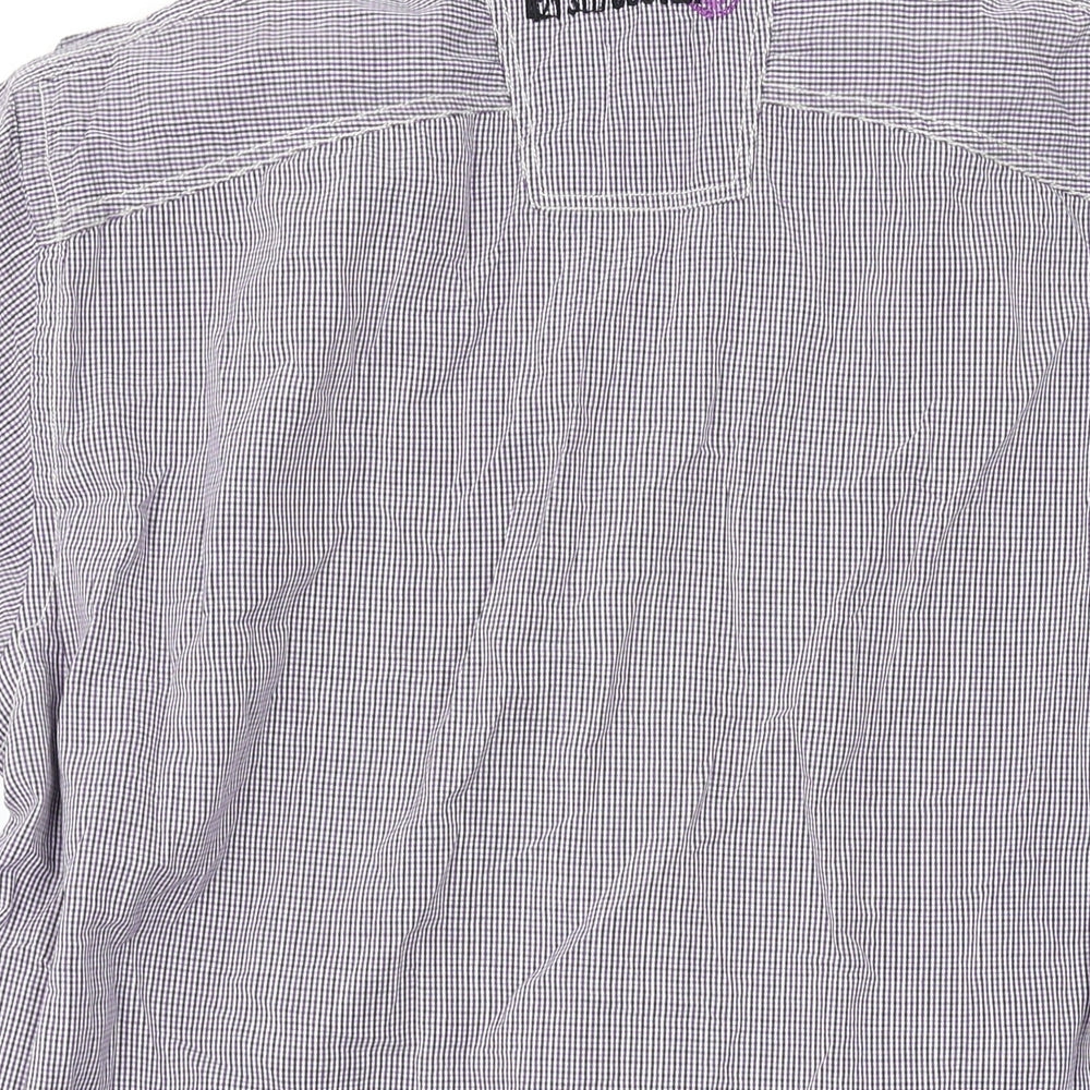 Duck and Cover Mens Purple Check Cotton Button-Up Size M Collared Button