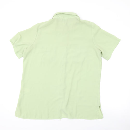 Marks and Spencer Womens Green Viscose Basic Button-Up Size 16 Collared