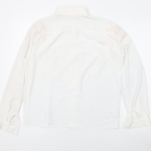 Marks and Spencer Womens White Polyester Basic Button-Up Size 10 Mock Neck