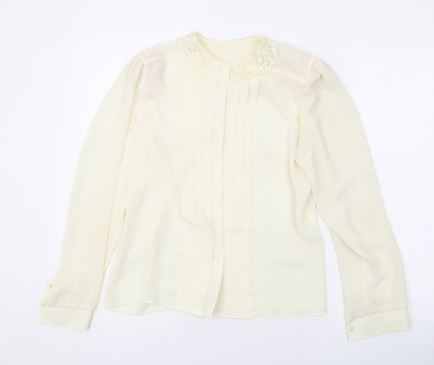 Marks and Spencer Womens Ivory Polyester Basic Blouse Size 10 Collared