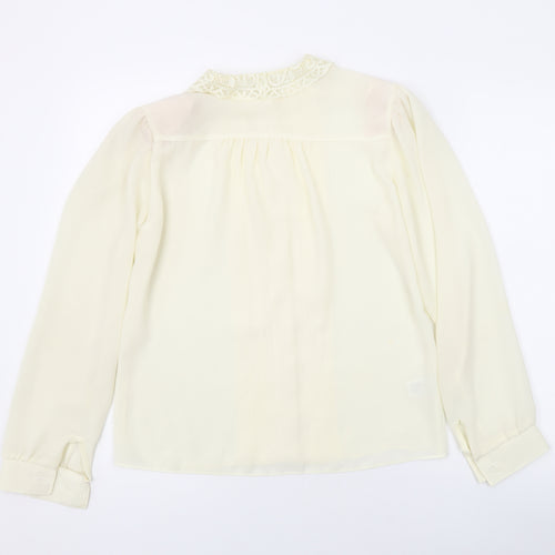 Marks and Spencer Womens Ivory Polyester Basic Blouse Size 10 Collared