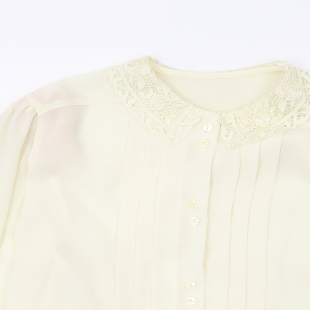Marks and Spencer Womens Ivory Polyester Basic Blouse Size 10 Collared