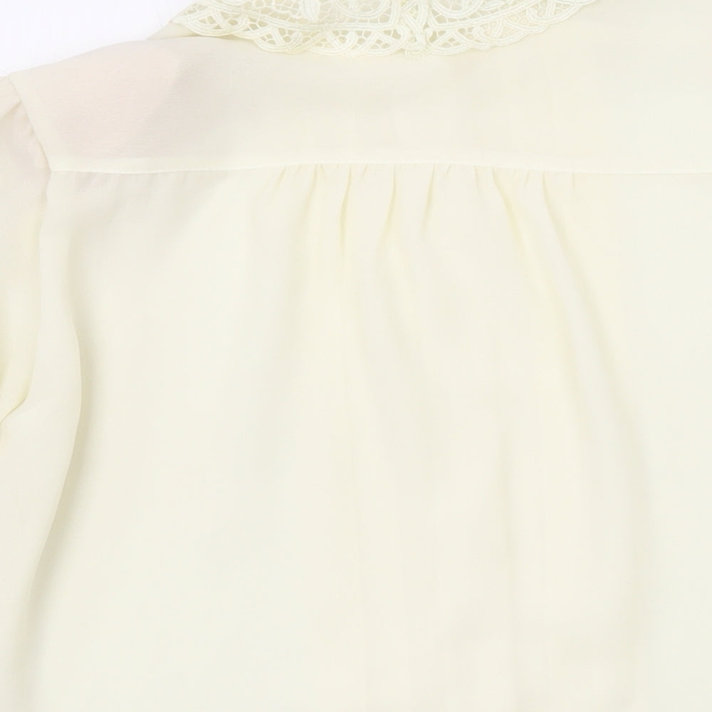 Marks and Spencer Womens Ivory Polyester Basic Blouse Size 10 Collared