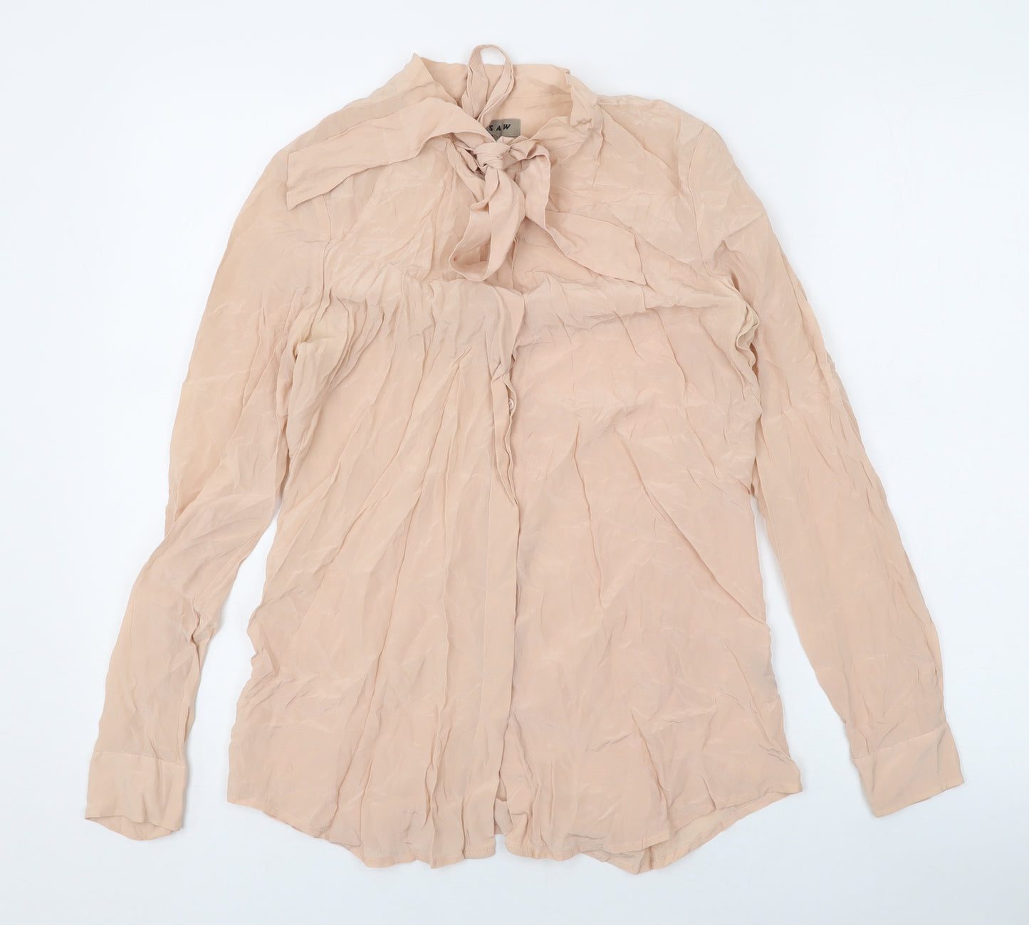 Jigsaw Womens Pink Silk Basic Button-Up Size 10 V-Neck