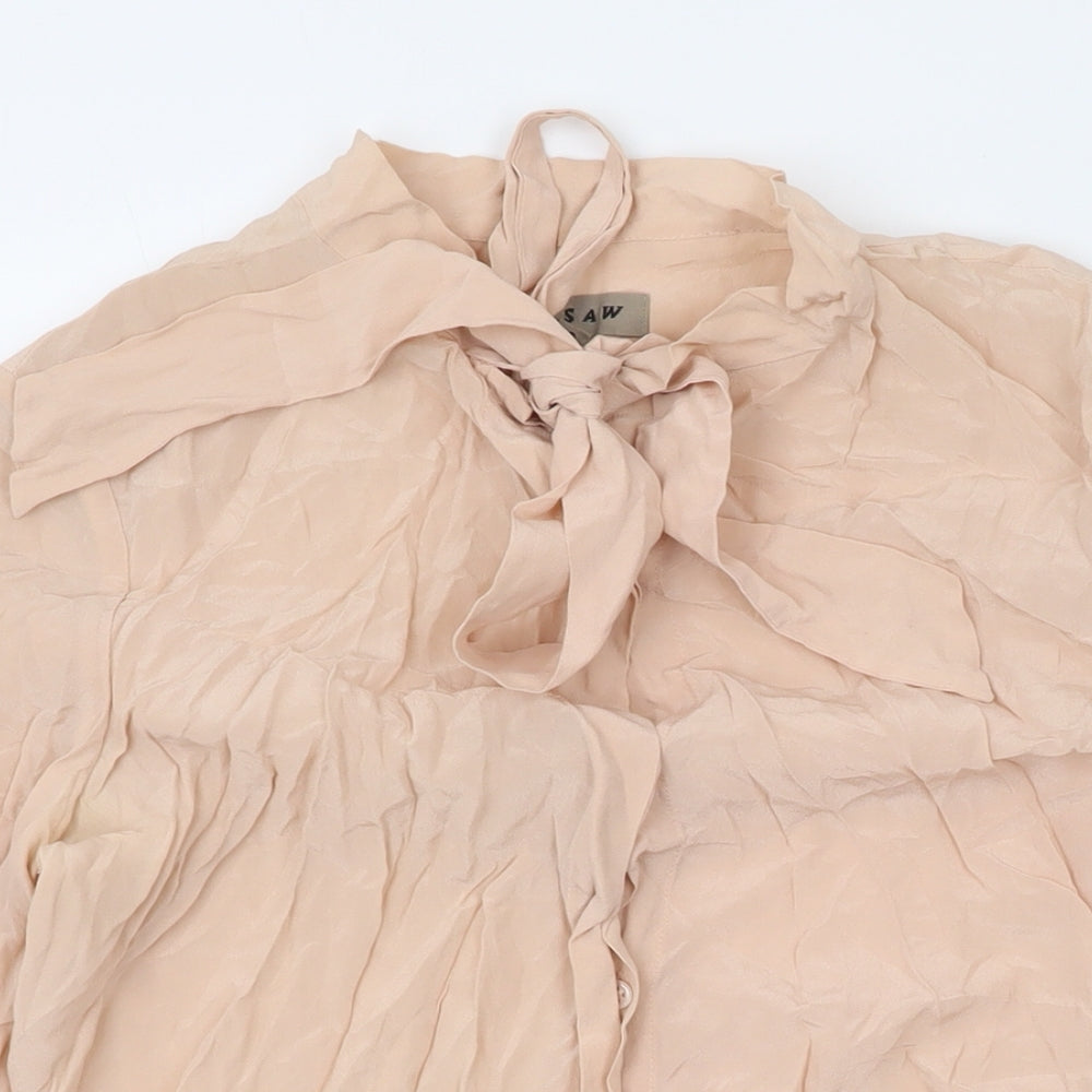 Jigsaw Womens Pink Silk Basic Button-Up Size 10 V-Neck