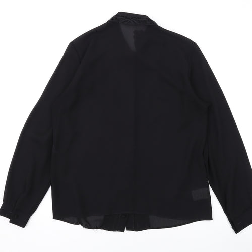 Marks and Spencer Womens Black Polyester Basic Button-Up Size 12 Collared