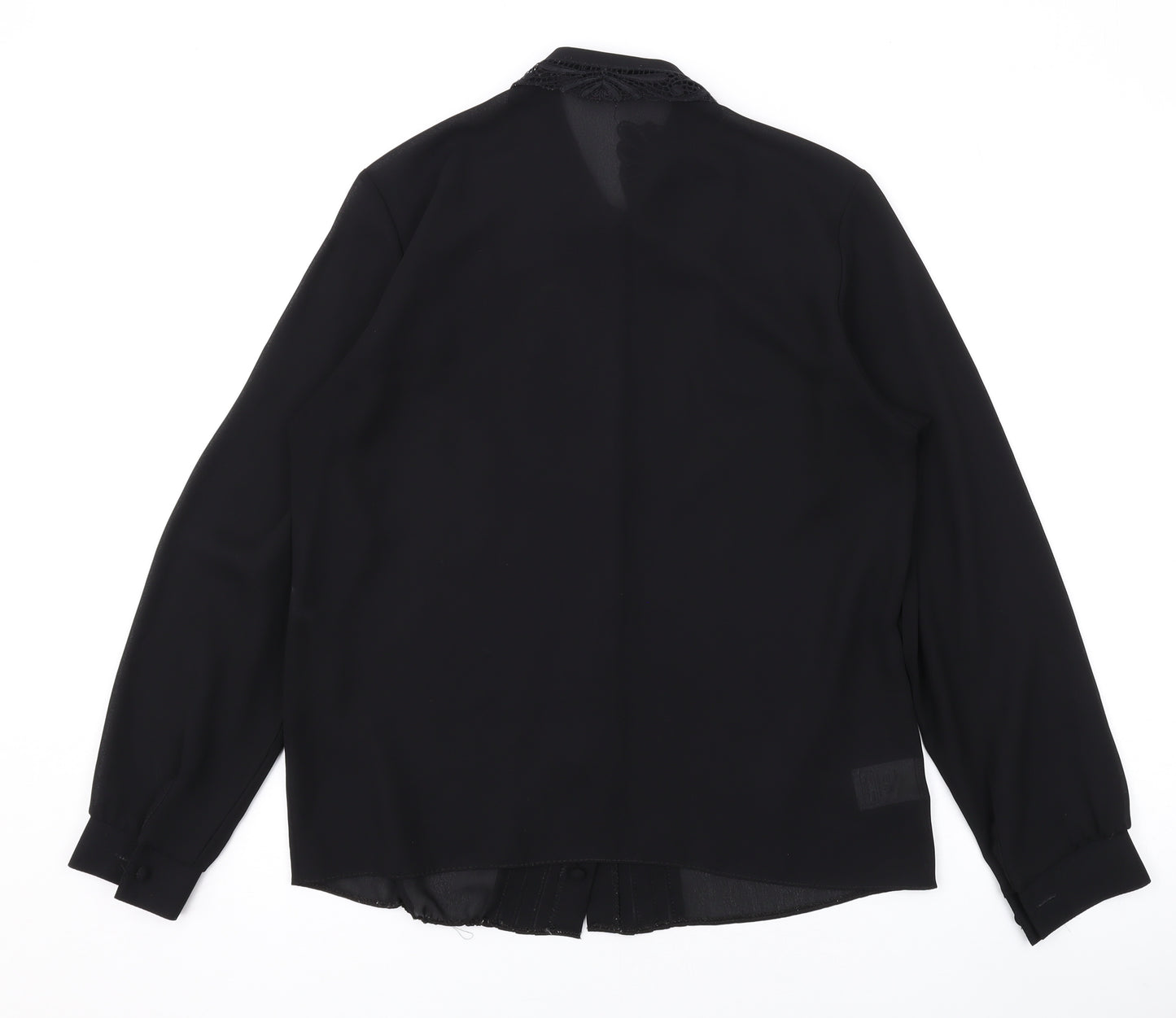 Marks and Spencer Womens Black Polyester Basic Button-Up Size 12 Collared