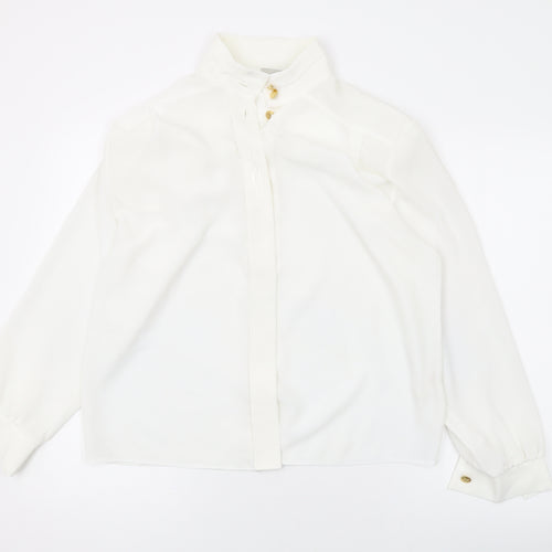 Rosie & Co Womens White Polyester Basic Button-Up Size 10 Collared
