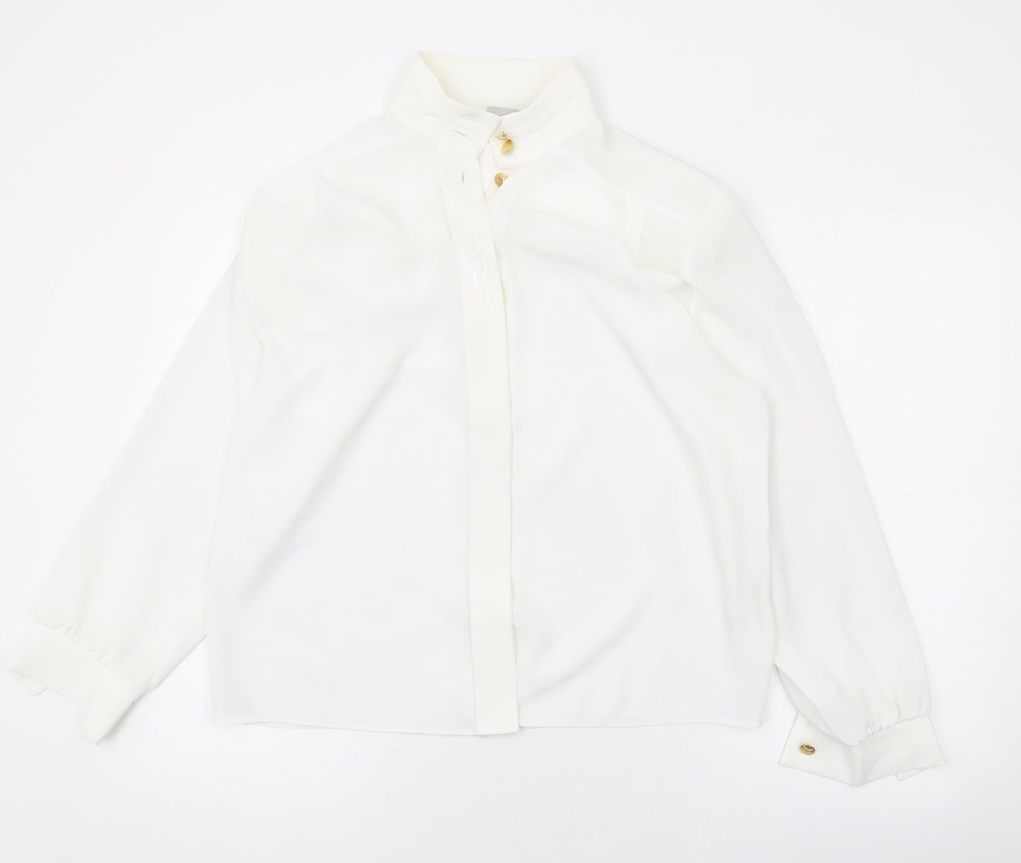 Rosie & Co Womens White Polyester Basic Button-Up Size 10 Collared