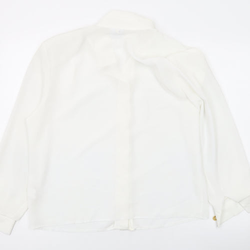 Rosie & Co Womens White Polyester Basic Button-Up Size 10 Collared