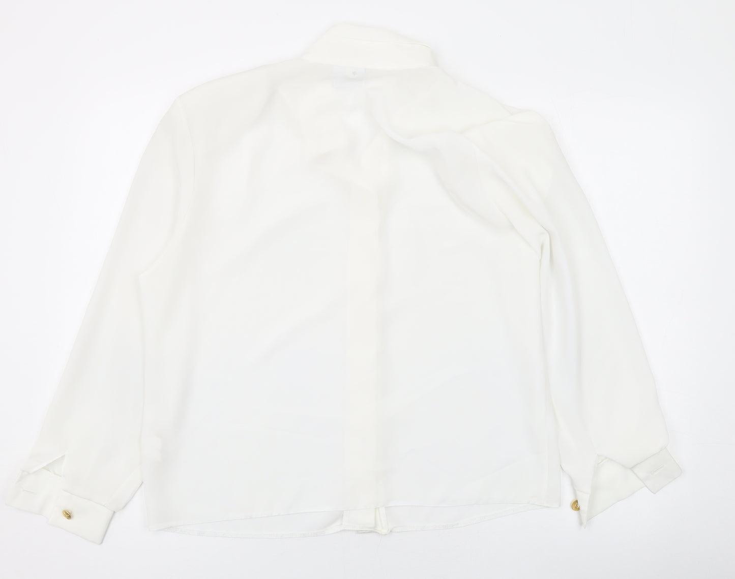 Rosie & Co Womens White Polyester Basic Button-Up Size 10 Collared