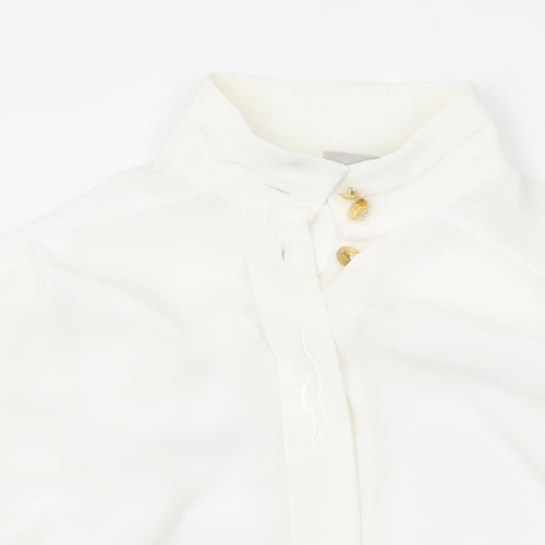 Rosie & Co Womens White Polyester Basic Button-Up Size 10 Collared