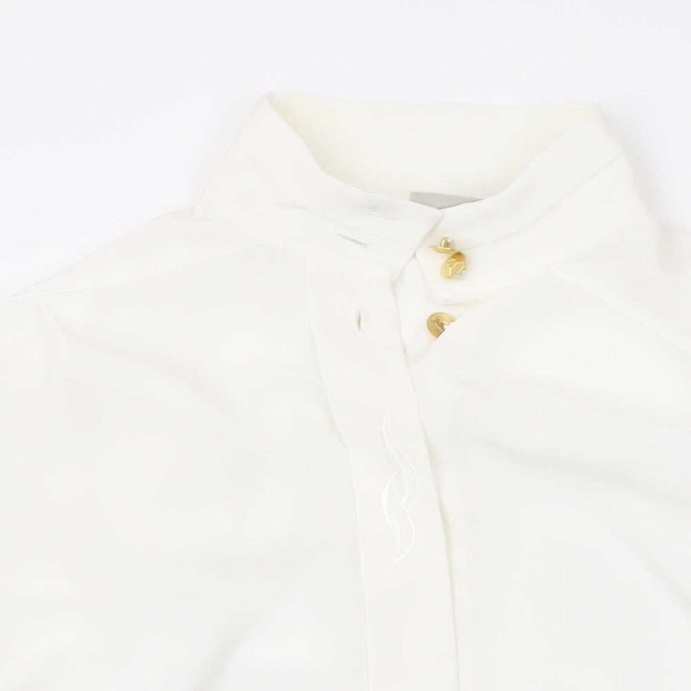 Rosie & Co Womens White Polyester Basic Button-Up Size 10 Collared