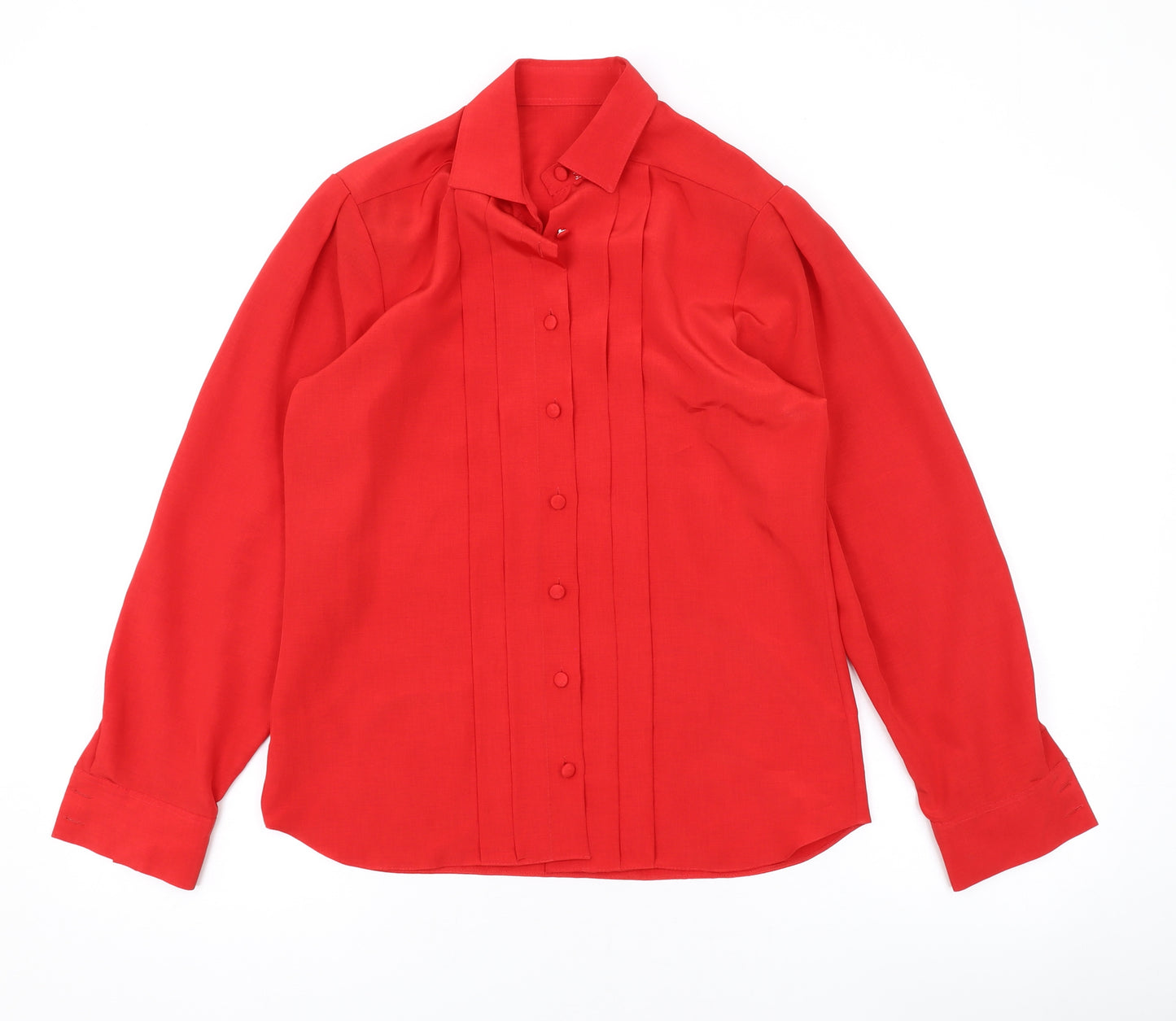 Marks and Spencer Womens Red Polyester Basic Button-Up Size 10 Collared