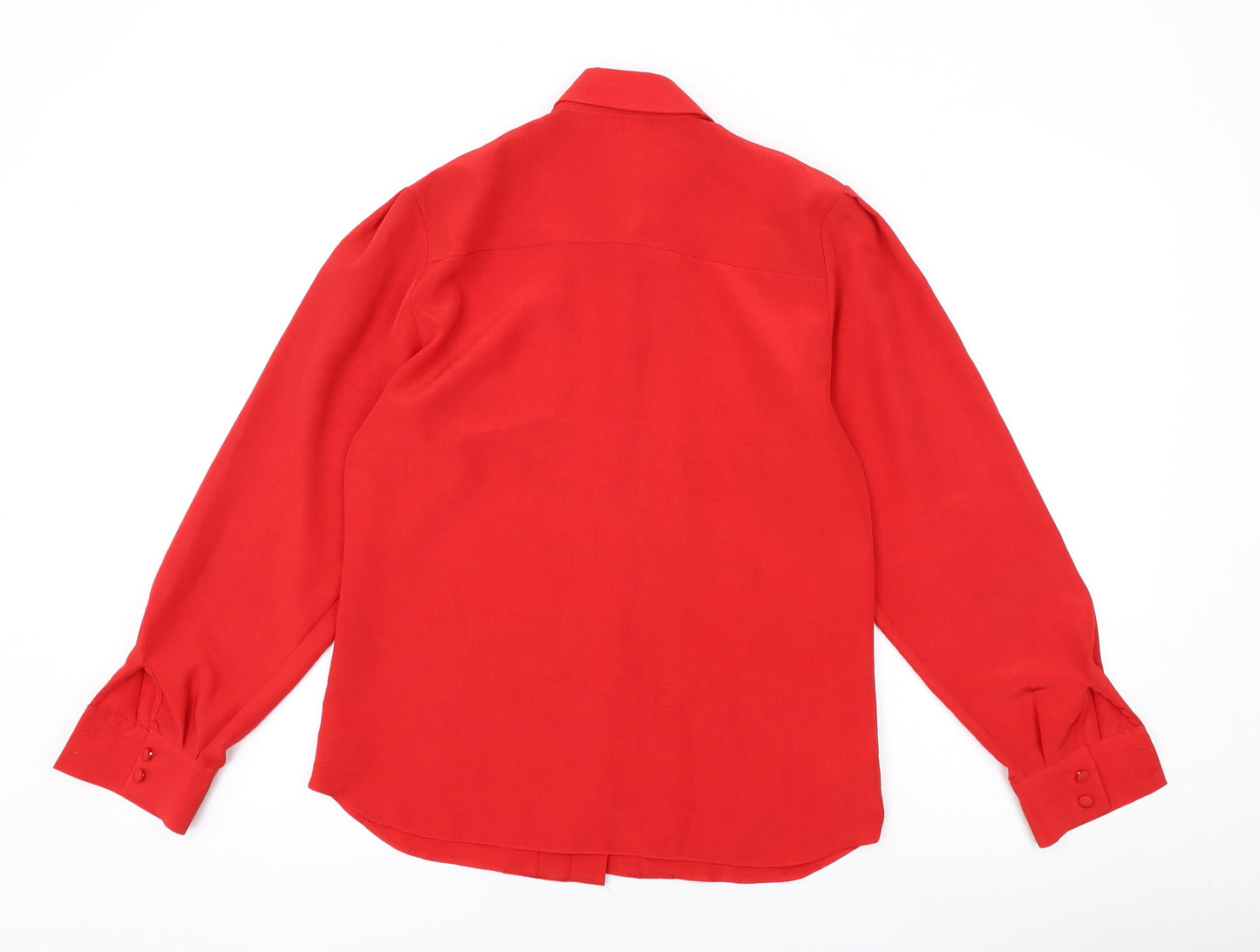 Marks and Spencer Womens Red Polyester Basic Button-Up Size 10 Collared